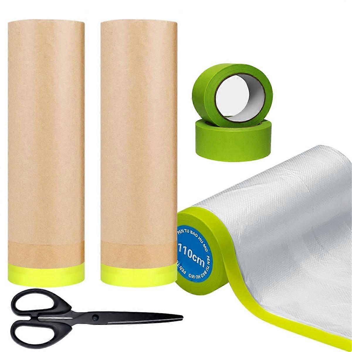 Masking Paper,Pre-Tape for Painting Protection 3 Rolls of Best Tape,A