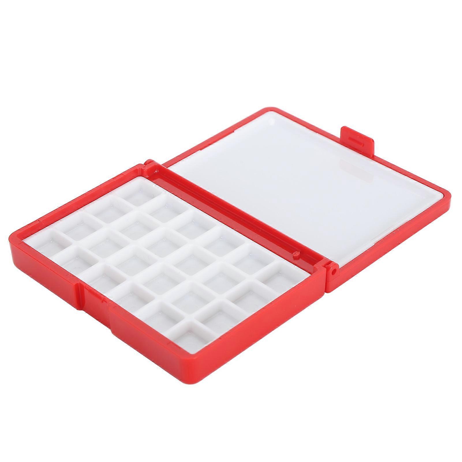 2pcs Empty Watercolor Box Paint Storage Palettes Box Portable Plastic Painting Pigment Box For Acrylics Lipsticks Red 24 Grids 