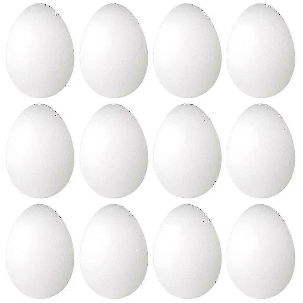 12 Pack 3 Inch Easter Foam Egg White Styrofoam Egg Craft Egg Foam Natural Polystyrene Egg Foam Hand