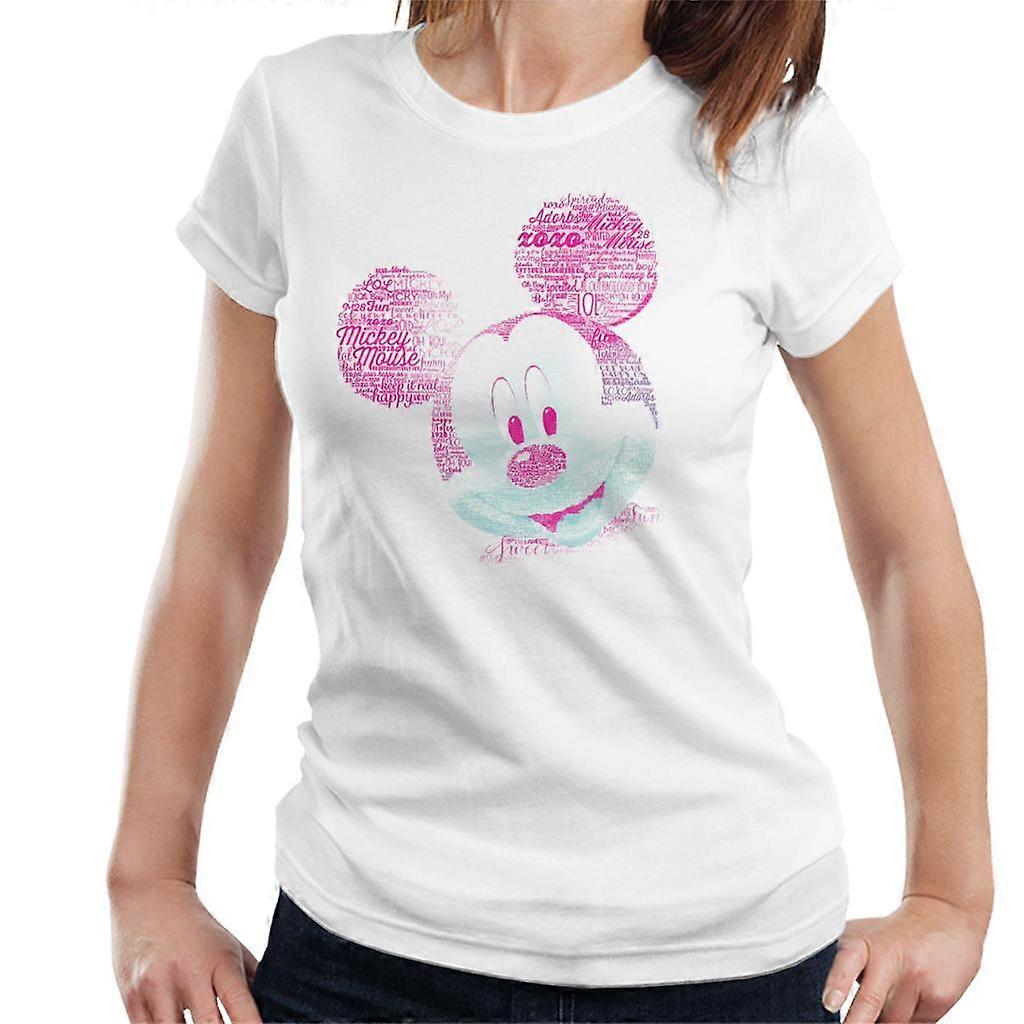 Disney Mickey Mouse Pink Text Head Women's T-Shirt