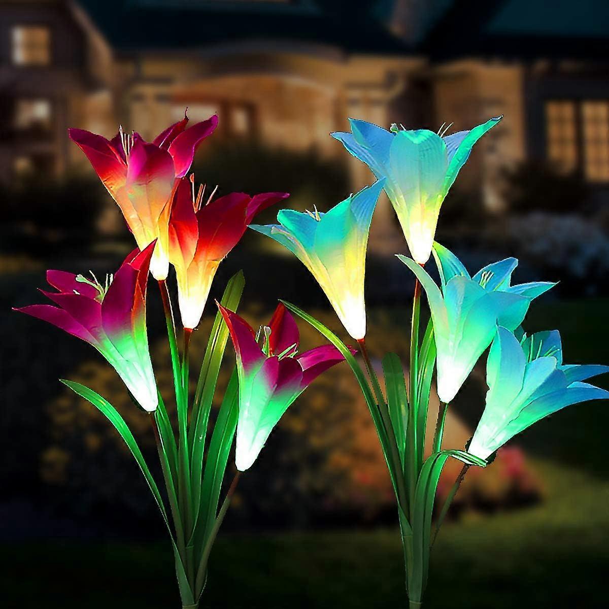 Multicolor Solar-Powered Garden Lights With Auto Sensor