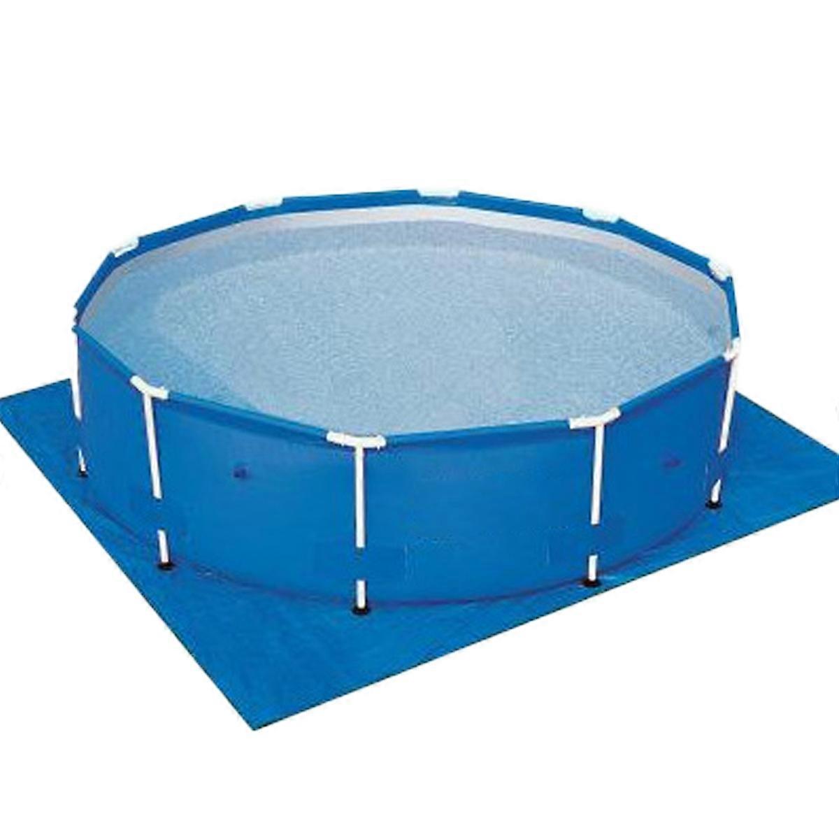 Pool Mat, Above Ground Foldable Waterproof Blue Protective Mat, Pool Floor Protector for Rectangular and Round Pools (396 396cm)