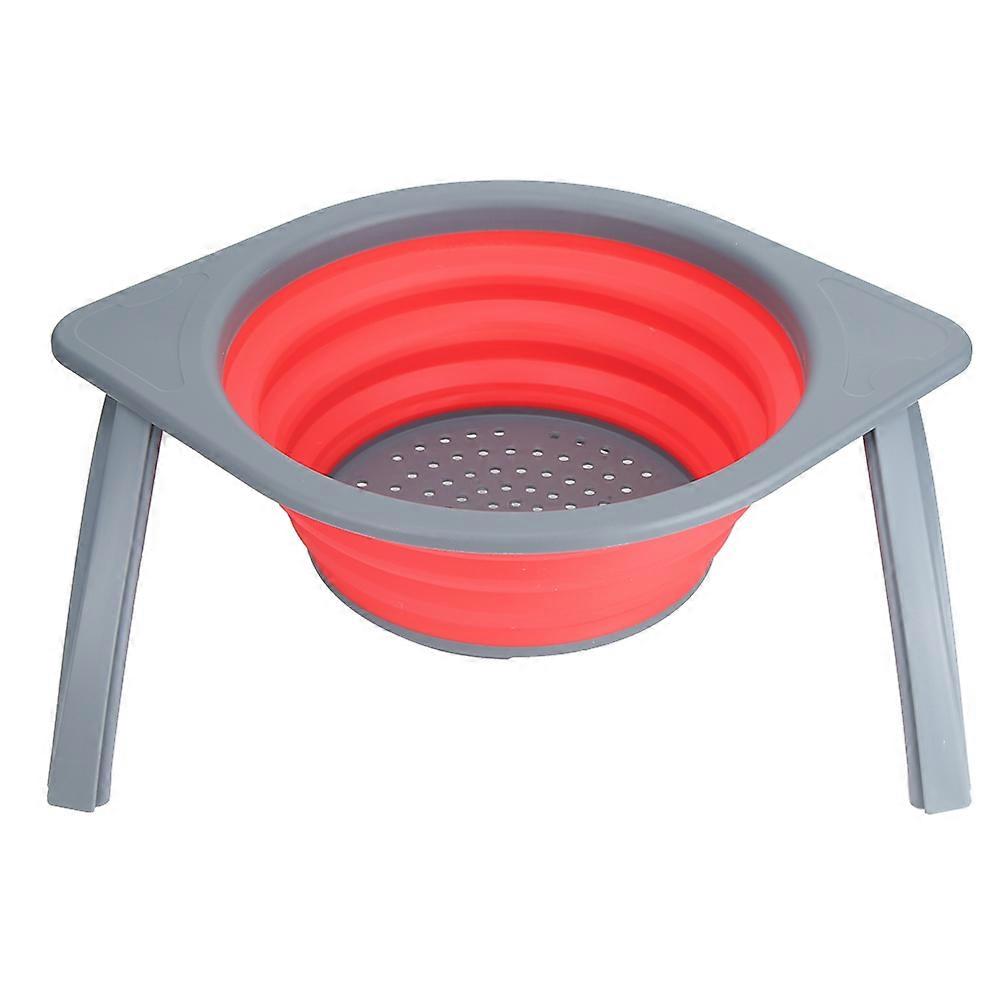 Portable Kitchen Folding Filter Fruit Vegetable Washing Basket Strainer with Holder
