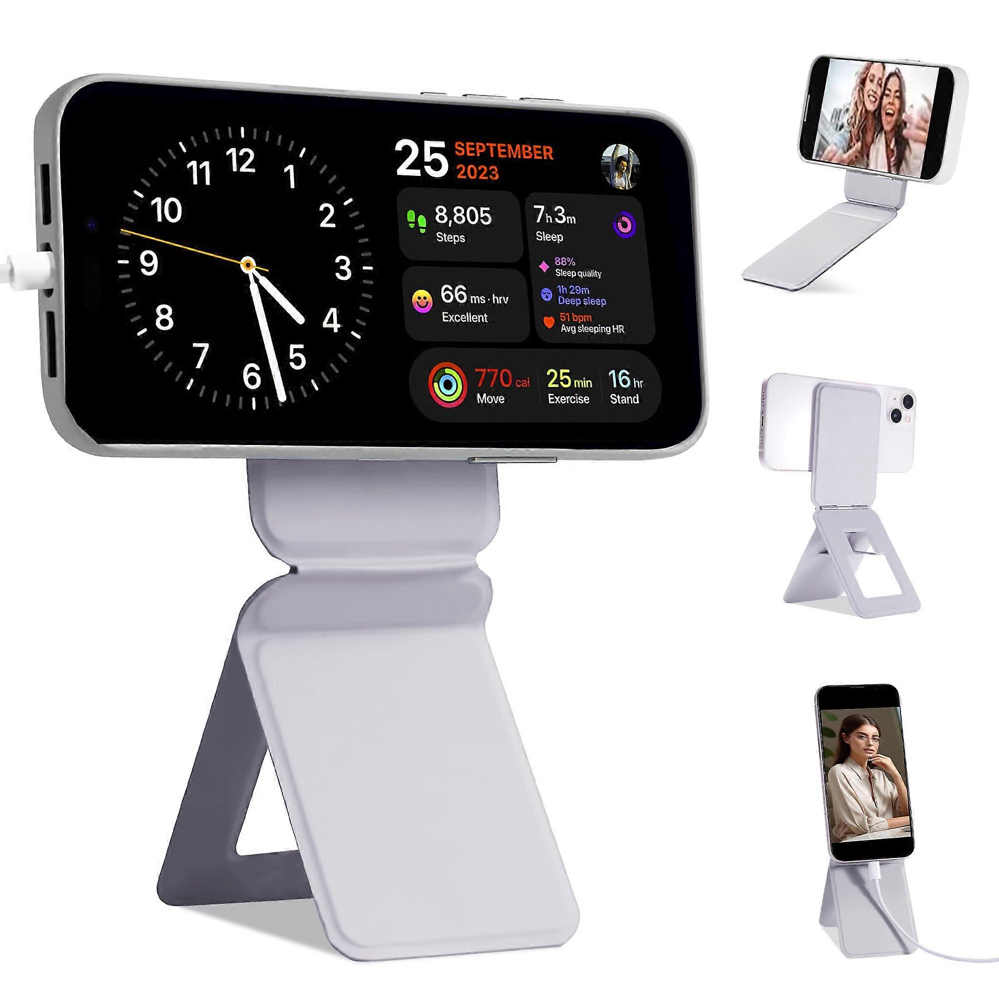 Phone Tripod Stand Compatible with iPhone 16/15/14/13/12 Series, Angle Adjustment & Strong Magnets Invisible Selfie Stick Tripod (Grey)