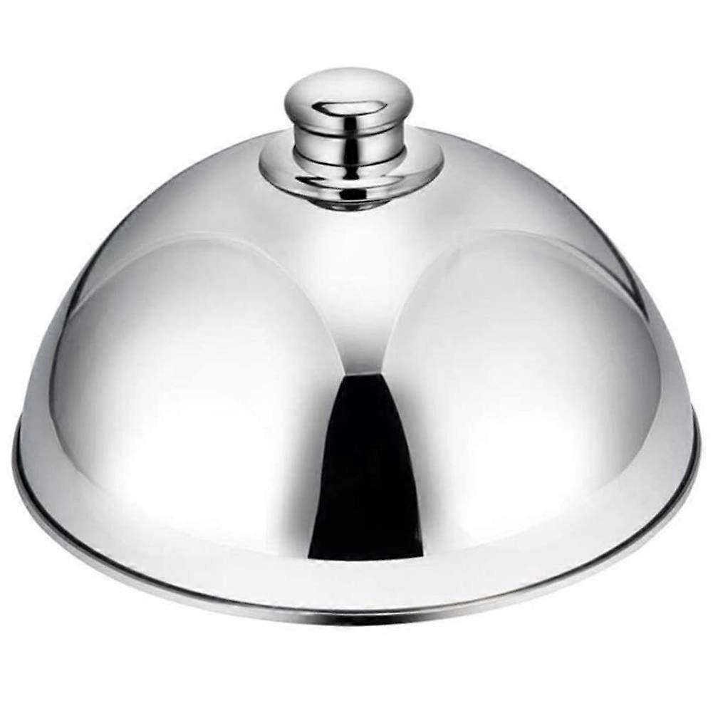 Stainless Steel Cloche Food Cover - Silver Dome Plate Cover for Serving Dishes in Home Kitchen, Restaurant, Cafe
