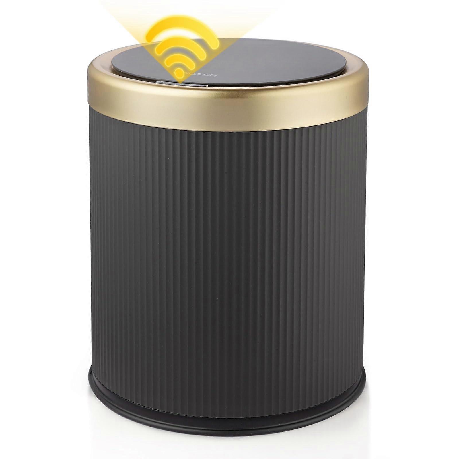 Smart Motion Sensor Trash Can 2.8 Gallon Black with Lid for Bathroom and Kitchen, Automatic Diaper Disposal Grey Mini Bin