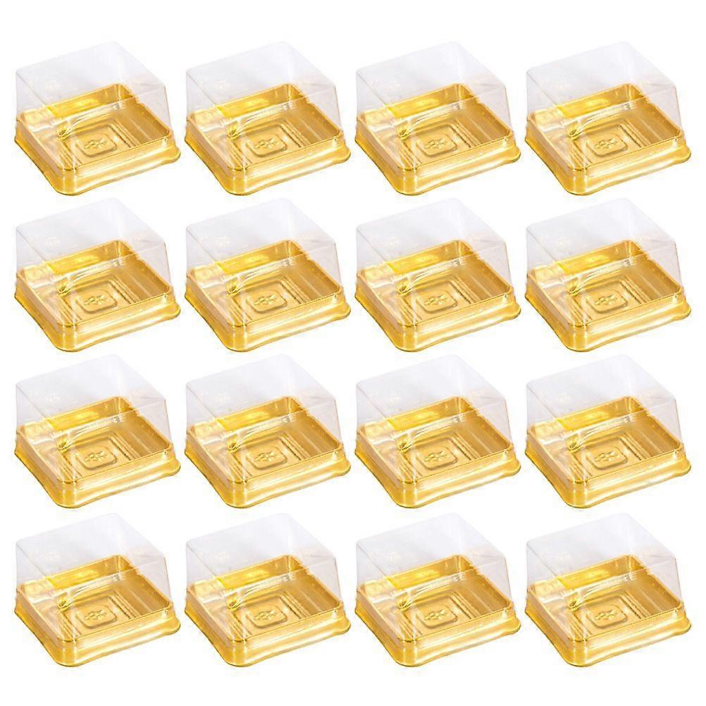 1 Set 100Pcs Plastic 50g Square Egg-Yolk Puff Packing Box Moon Cake Box