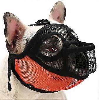 Bulldog munkorg, kort nos hundmunkorg, mesh munkorg med tunga ut design, platt ansikte hundmunkorg (orange)