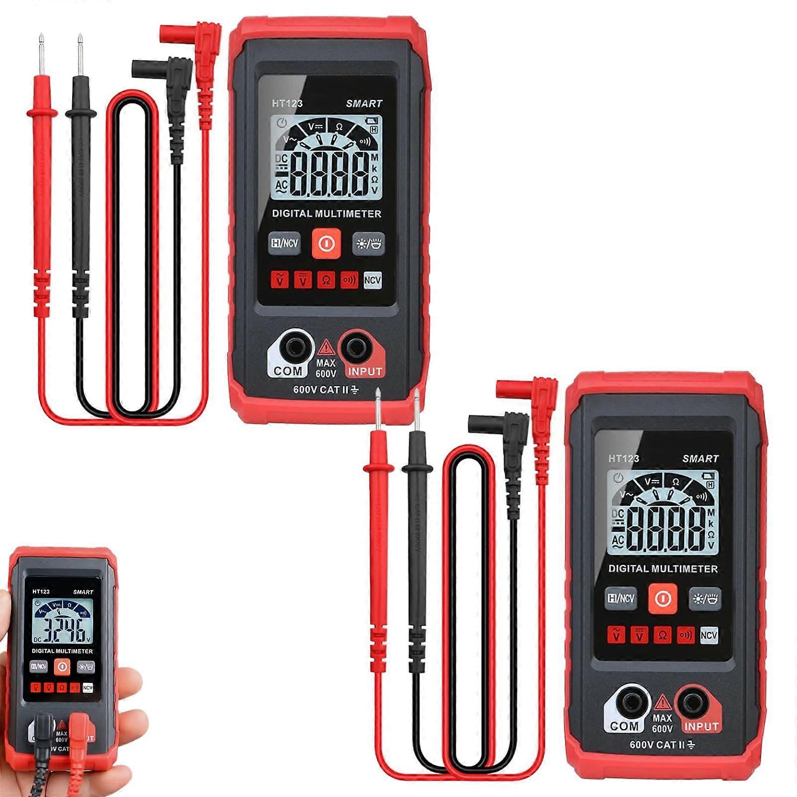 Digital Smart Multimeter HT123, Auto Electrical Voltmeter with Non-Contact Voltage Testing, Intelligent Display, 2-Pack