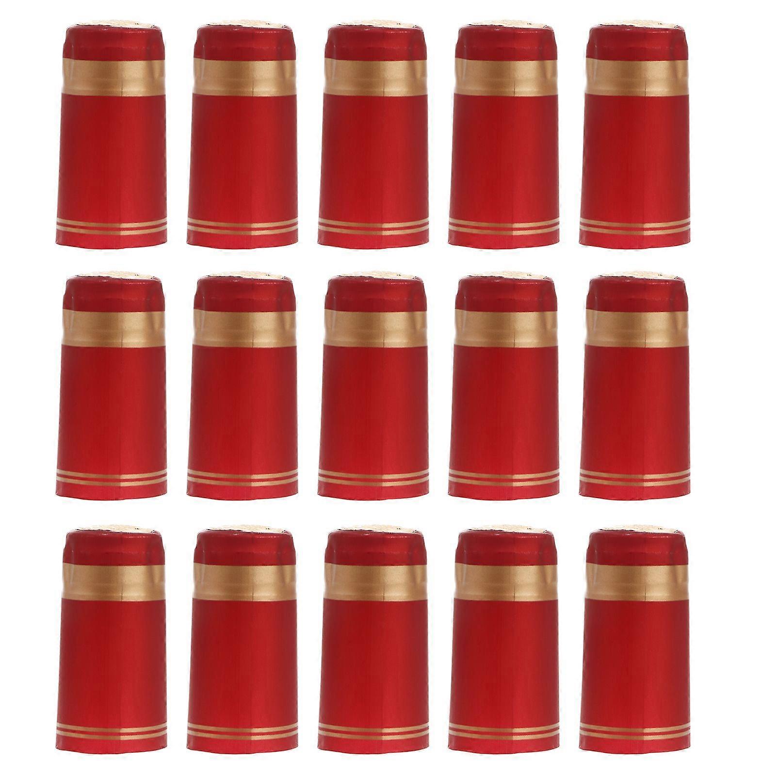 100pcs Heat Shrink Κάψουλες Κάψουλες μπουκαλιών κρασιού Κρασί Heat Shrinkable Wine Shrink Film Wrap για ευθεία μπουκάλι στόματος (κόκκινο, χρυσό Edg)
