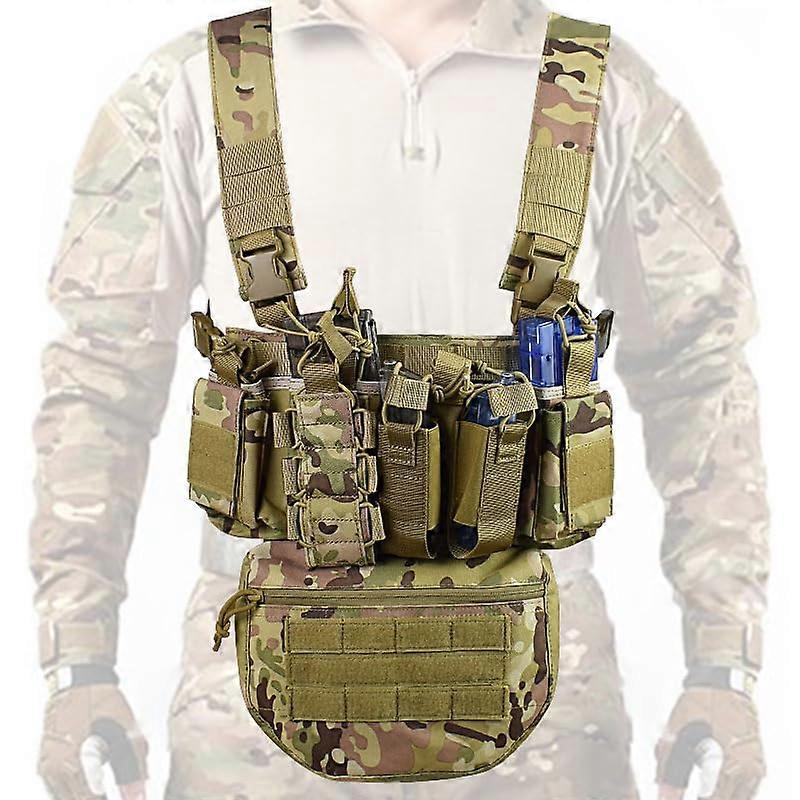 1000D Oxford Tactical Security Vest Chest Rig with Modular MOLLE, Quick Release Design, Camouflage, One Size Fits All