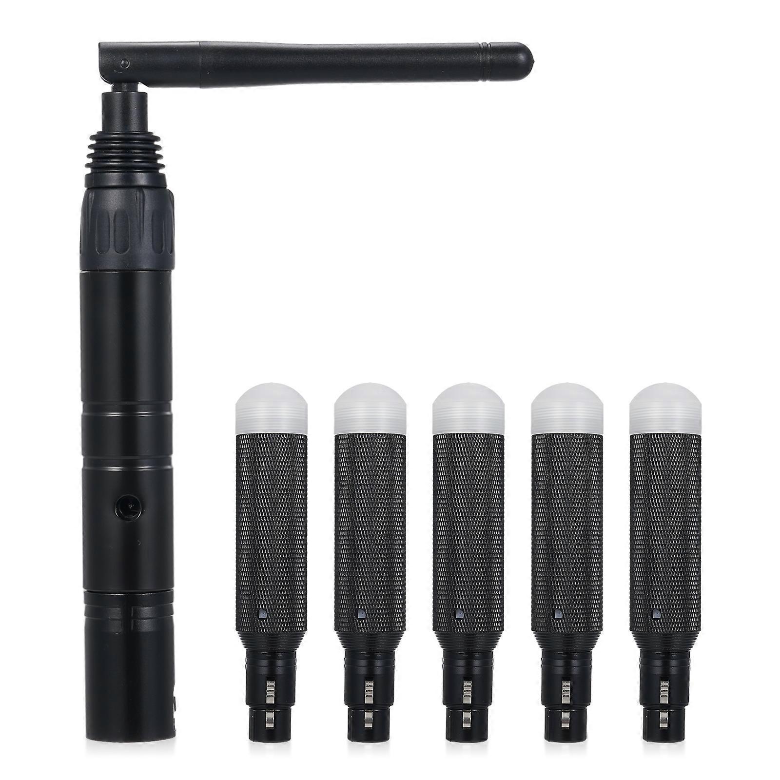Wireless DMX Transmitter Black Colour 1 Transmitter 5 Receivers with Built-in Battery Long Distance Wireless Signal Transmission for Stage Lighting Co