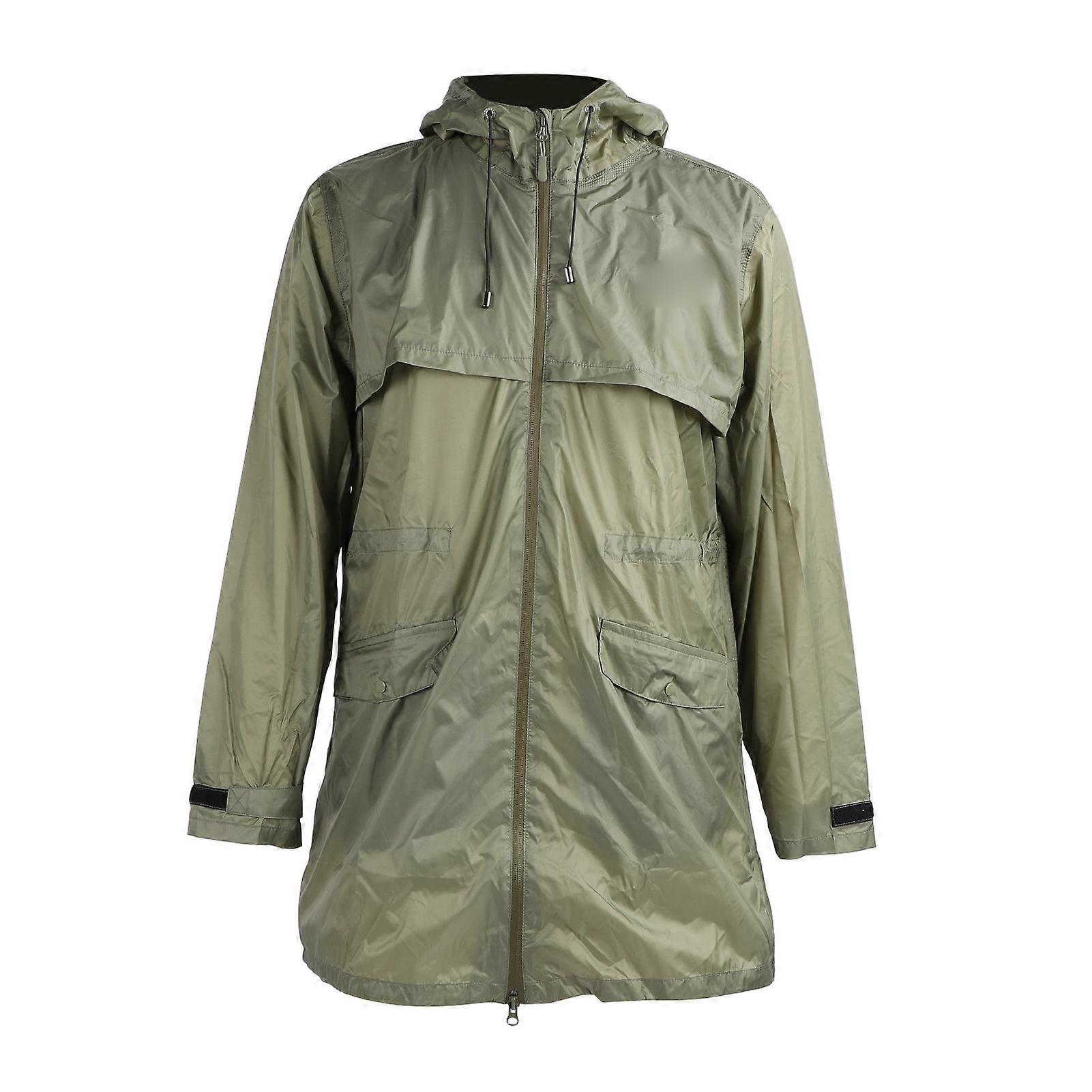 Rain Jacket for Men PVC Waterproof Windproof Hooded Raincoat with Reflective Stripes for Outdoor Hiking Fishing Daily Casual Matcha XXL
