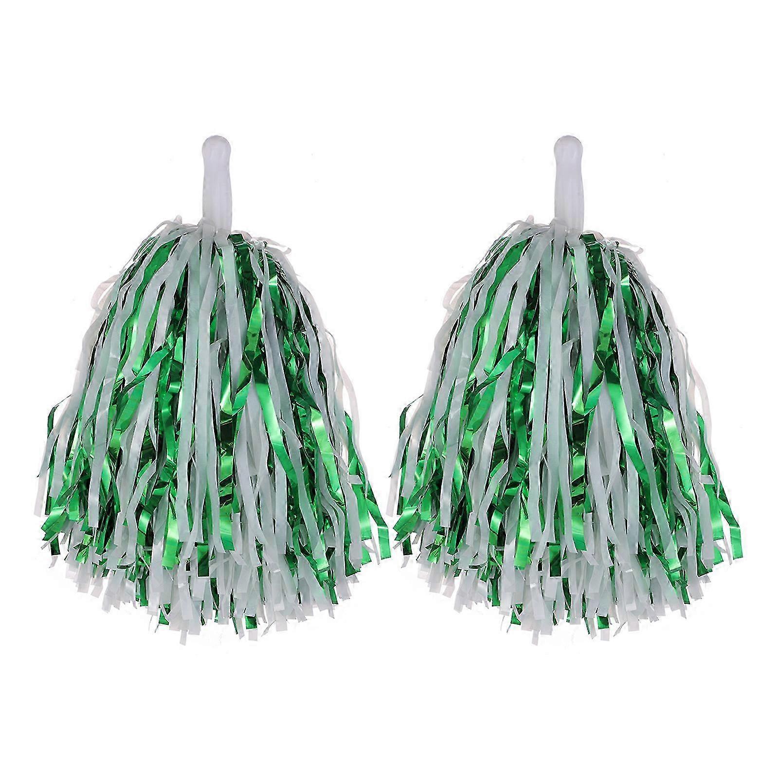 2個のチアリーダーポンポンメタリックホイルチアリーダーポムポンハンドフラワースポーツ競技会のお祝いのためのハンドル付き