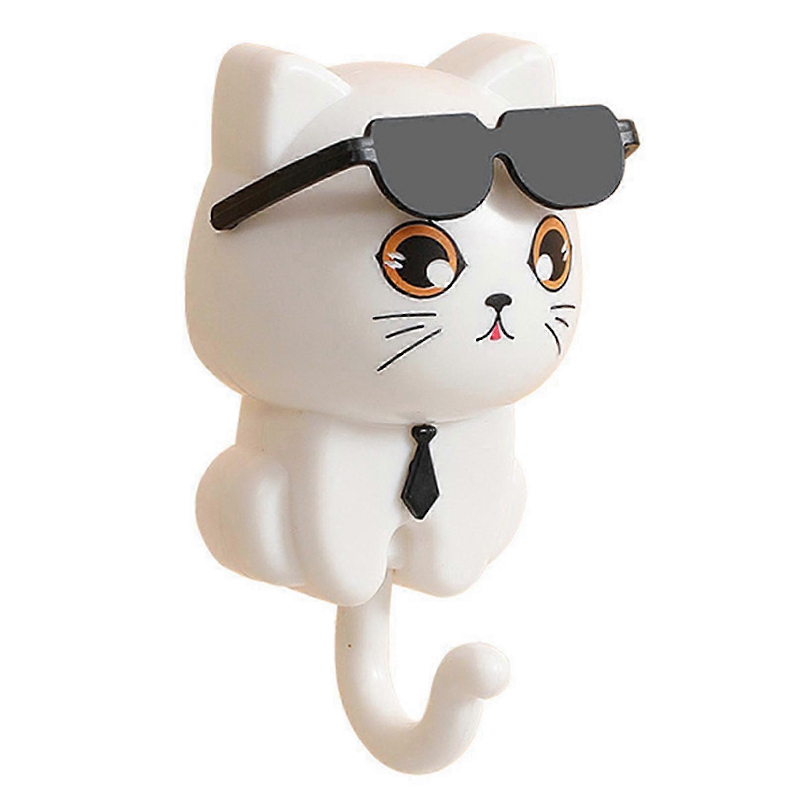 Cool Cat Sunglasses Wall Hooks Space Saving No Drilling Wall Storage Hooks for Key Coat Robe Towel