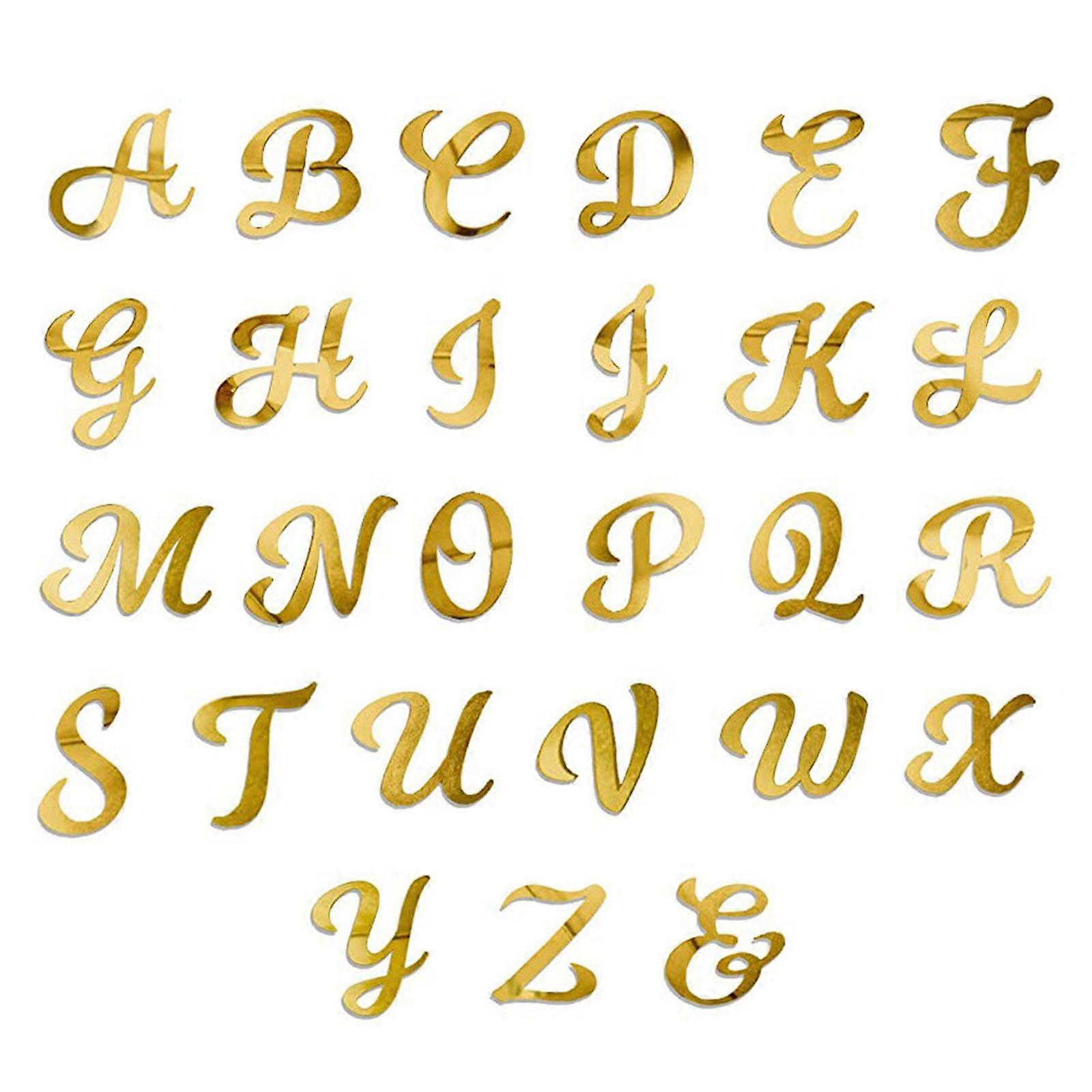 Personalize Cake Decoration 26Pcs Gold Acrylic Alphabets Cake Toppers for Weddings, Showers, Parties