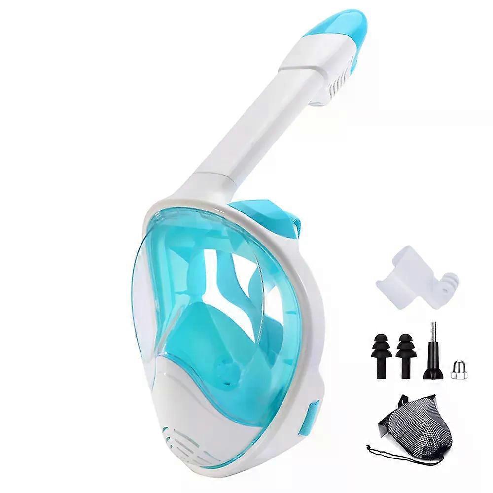 Full Face Snorkel Mask Snorkeling with Camera Mount 180 Degree Panoramic View Anti-Fog Anti-Leak Snorkeling Set for Adult Kids
