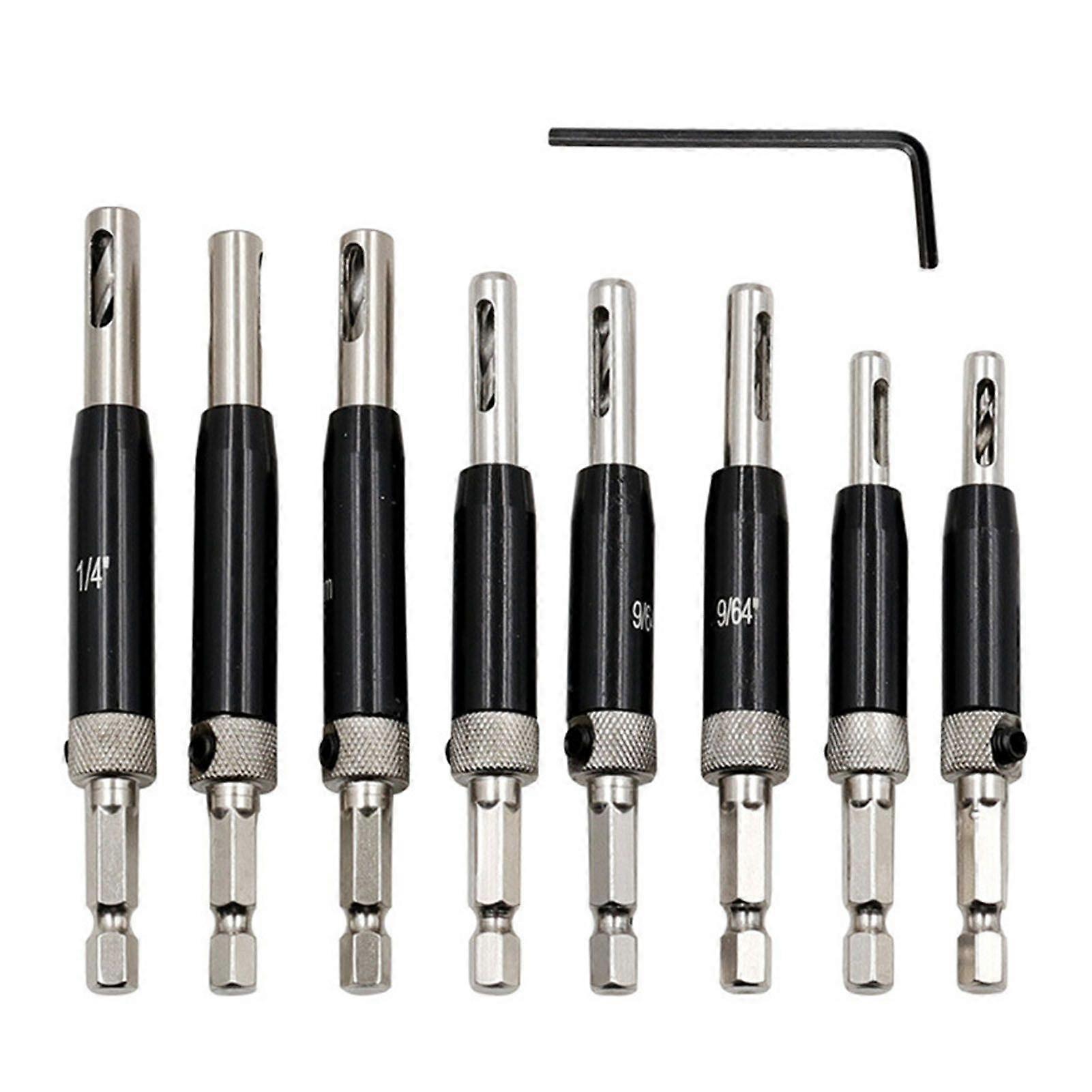 2025 Latest Model 8Pcs Self Centering Hinge Drill Bit Black Hex Shank Hinge