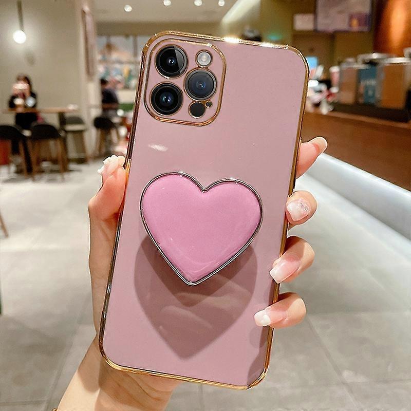 Electroplating Love Heart Holder TPU Phone Case
