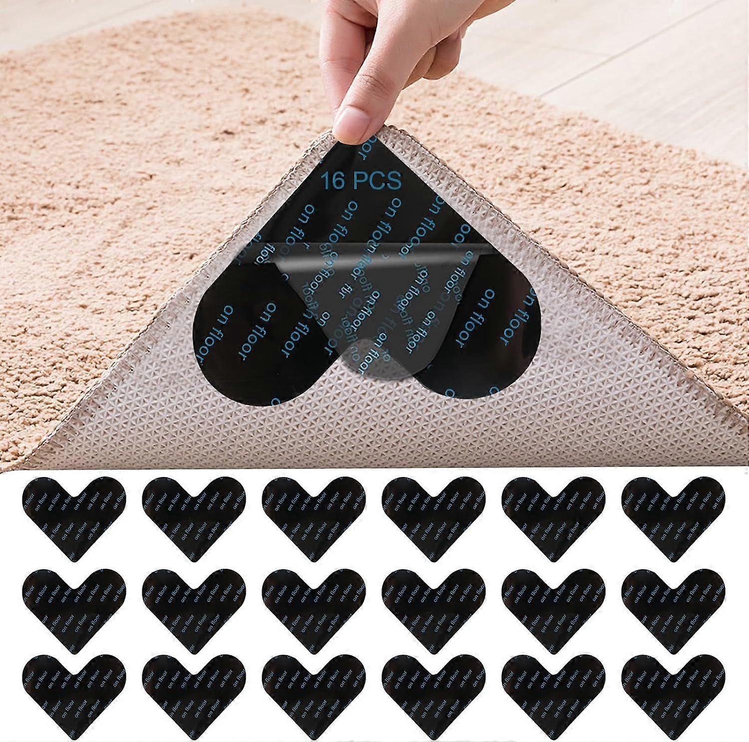 Anti Slip Rug Grippers, 16 Pcs Anti Slip Rug Grippers, Reusable and Washable Anti Slip Rug Grippers, Anti Slip Rug Grippers for Kitchen/Bathroom/Offi