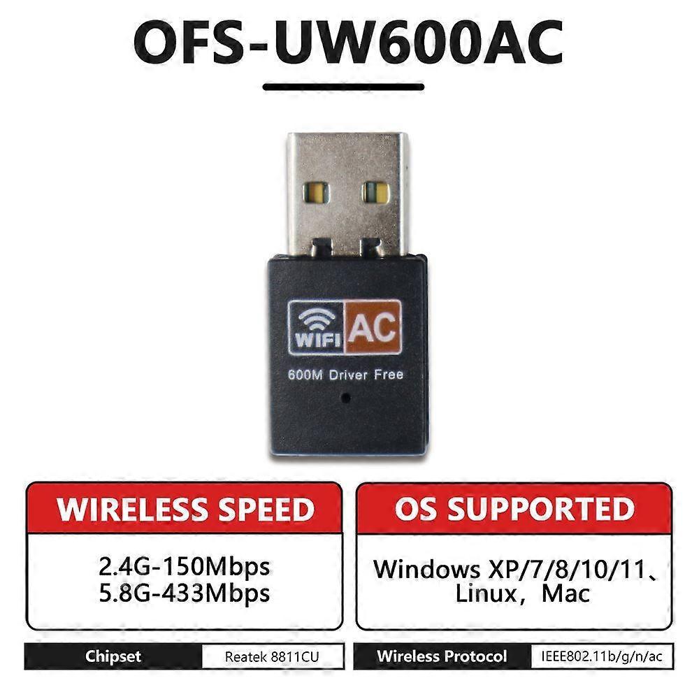 OPTFOCUS Wifi-sovitin 150Mbps 802.11b g n ac USB Wifi-sovitin PC:lle Win7 8 10 11 langaton wifi-sovitin