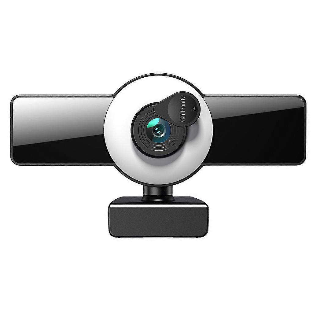 Webcam 1K/2K/4K/8K avec éclairage d'appoint, mise au point automatique, micro et cache de confidentialité pour ordinateur portable et ordinateur de bureau. Enregistrement vidéo multicolore.