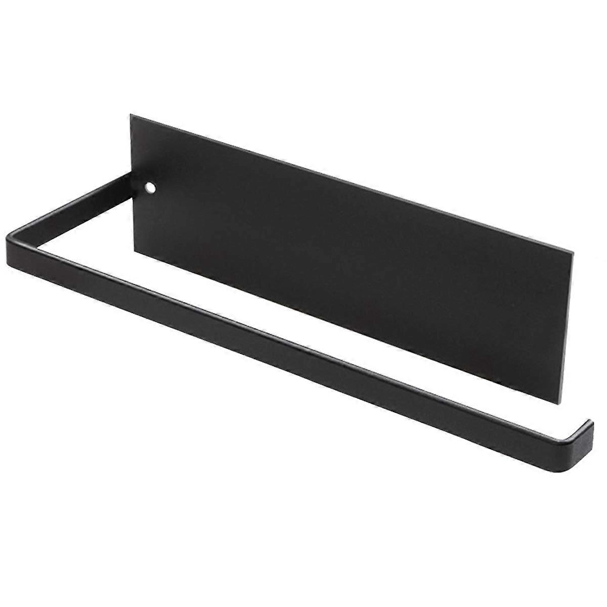 Kitchen Roll Holder Self-Adhesive Steel Black 25 cm Easy Install No Drill Wall Mounting Solution