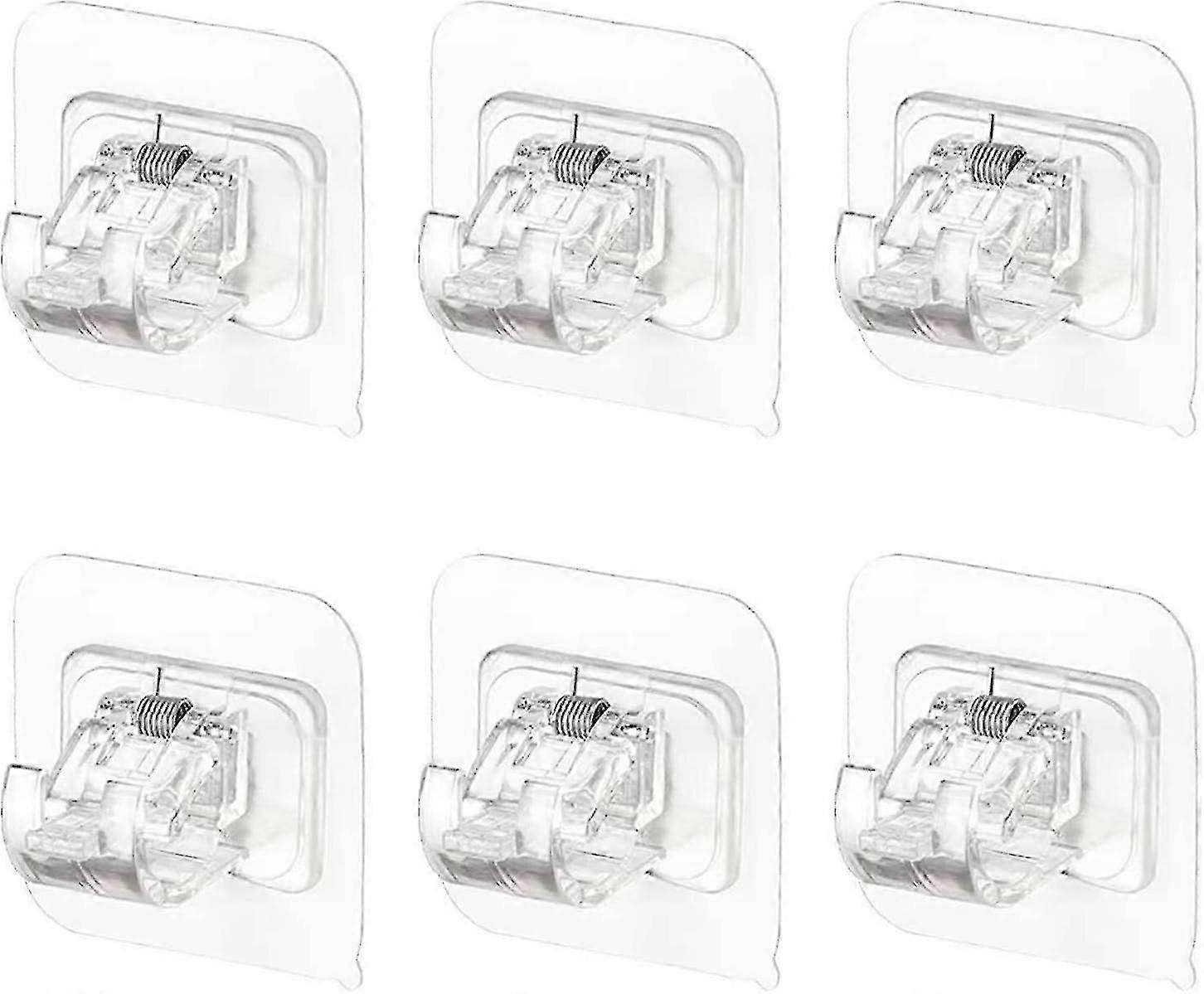 Set of 6 Self Adhesive Curtain Rod Holder Hooks Curtain Rod Holder Without Drilling Adjustable Curtain Rod for Hanging Curtains or Towel Rack