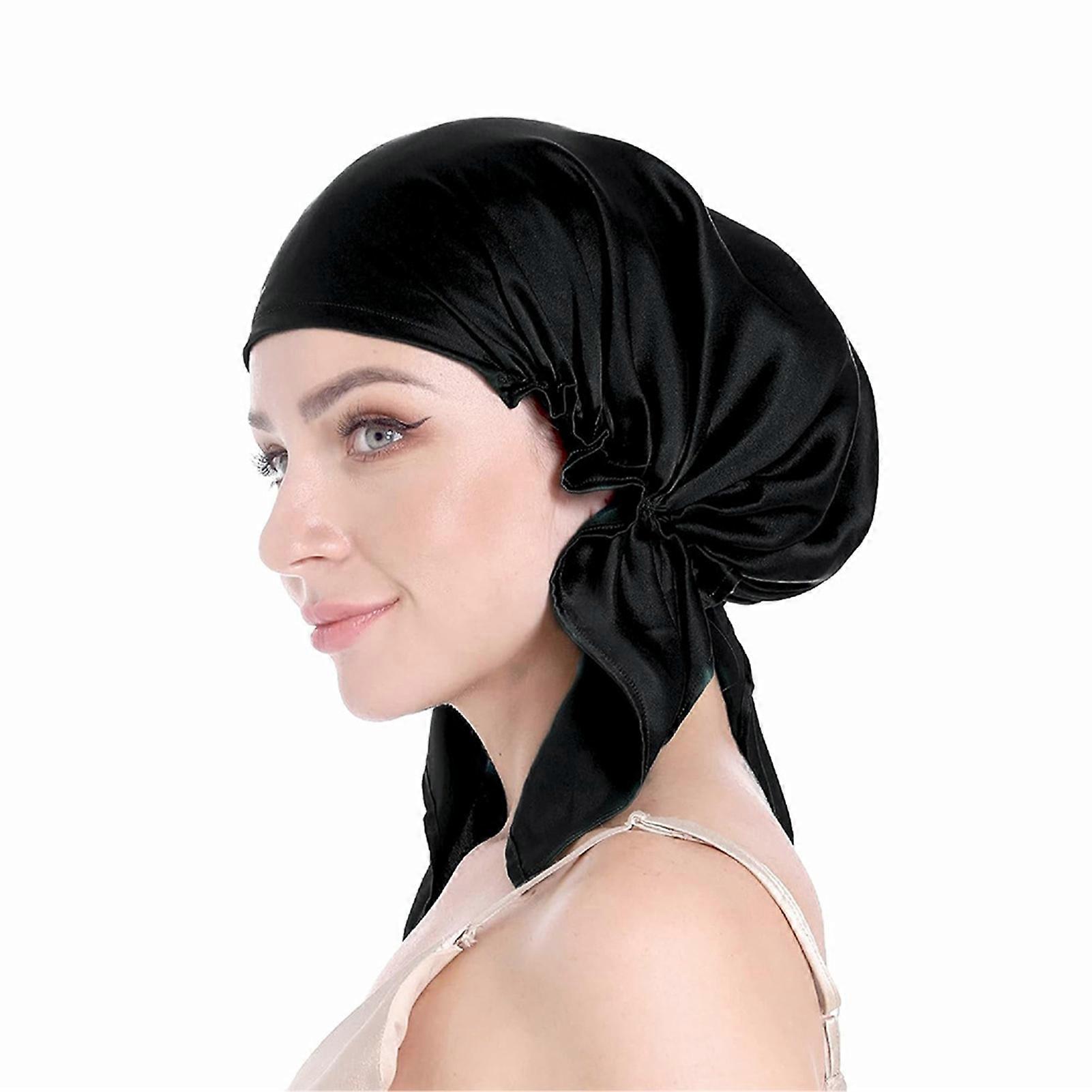 Triangle Satin Bonnet Sleep Cap Solid Color Hair Bath Caps