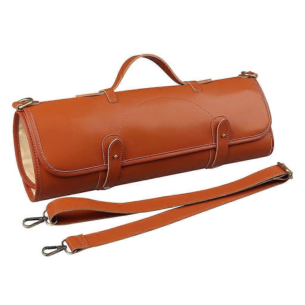 Chef knife roll, for 10 knives, with zipper for culinary tools, portable, brown