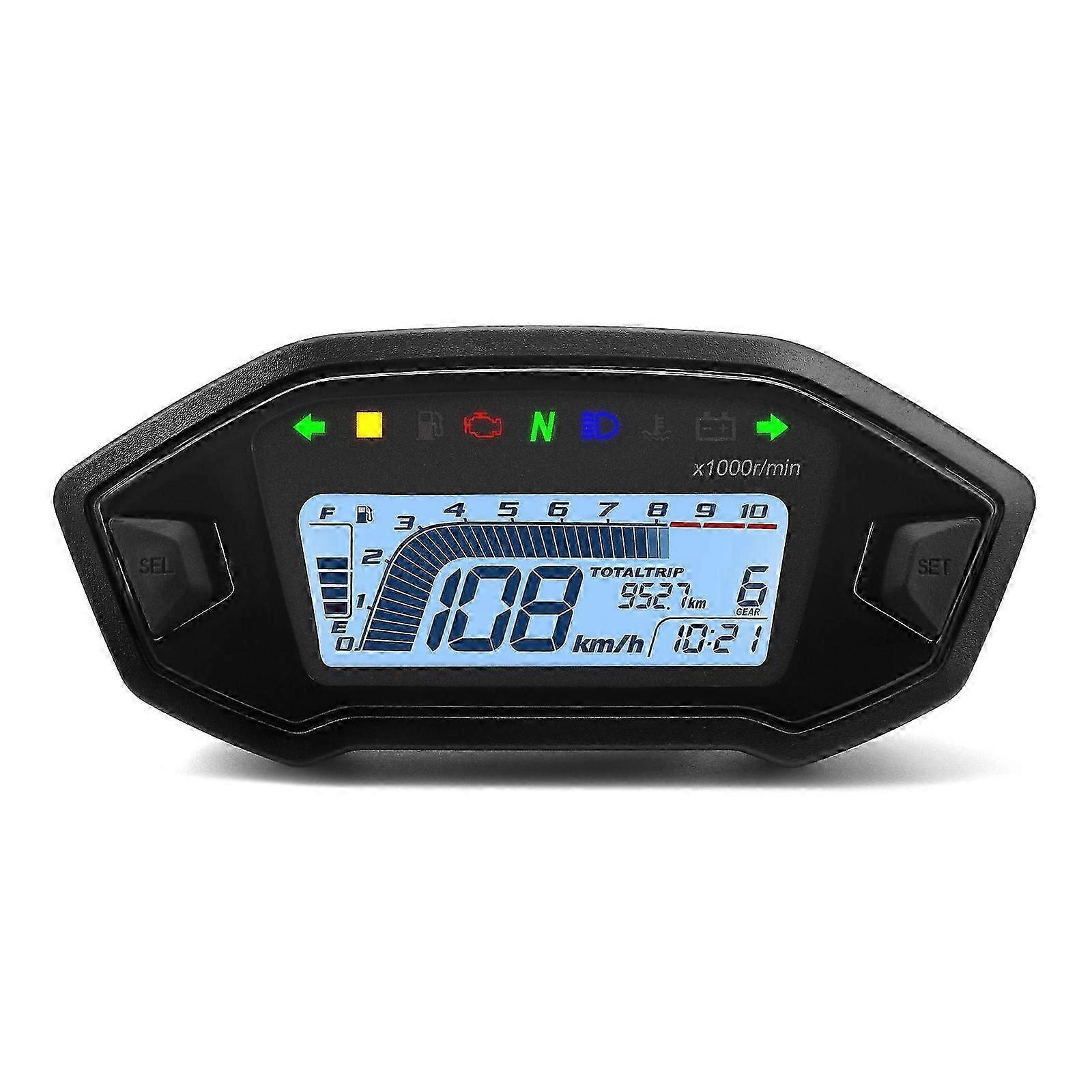 Universal Motorcycle Speedometer Fuel Gauge Moto Dashboard 7 Colors Backlight LCD Odometer Digital  for 1 2 4 Cylinder