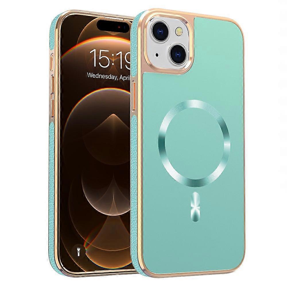 For iPhone 15 Plus Magnetic Case Electroplating Anti-Drop TPU PC Phone Back Cover