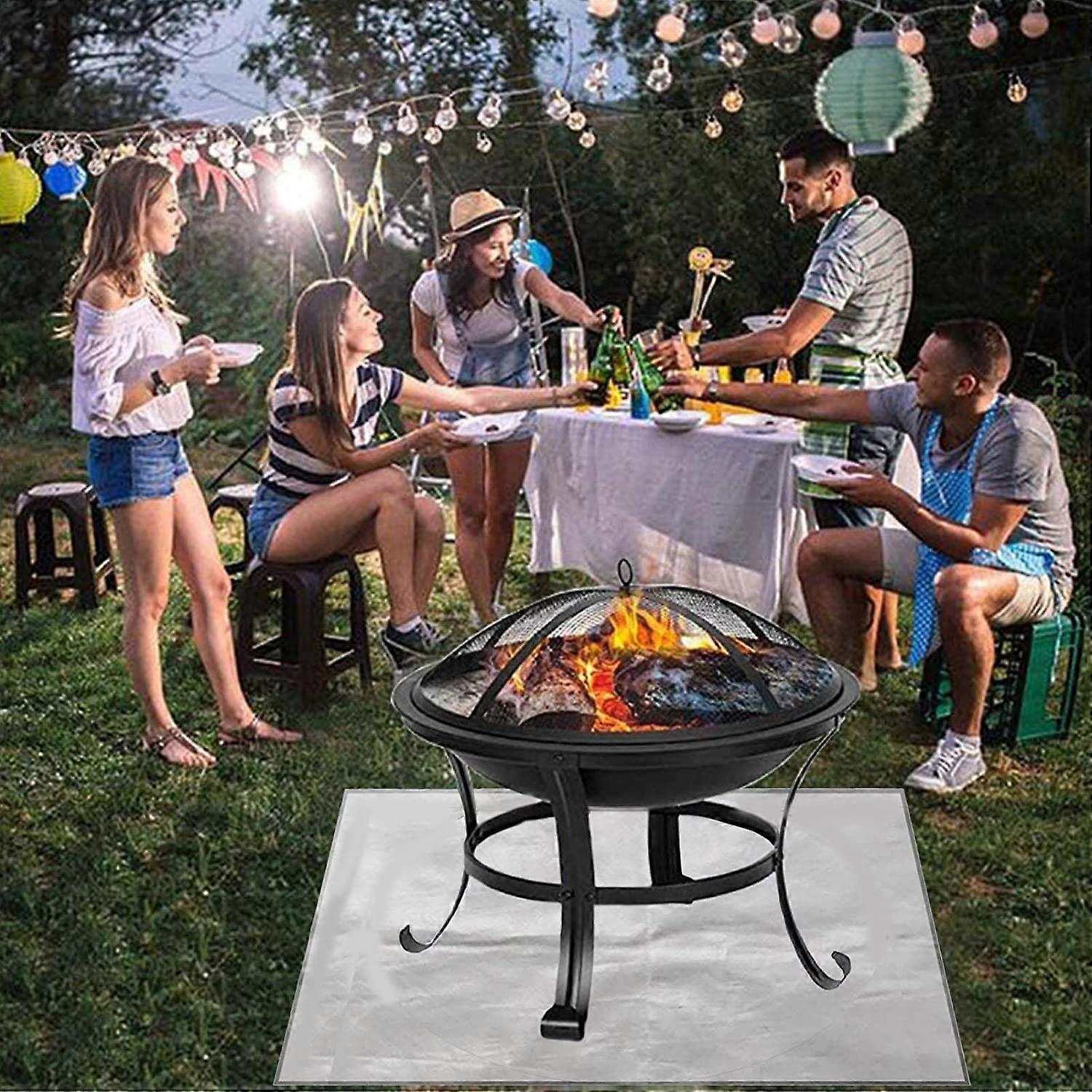 Picnic Barbecue Heat Insulation Pad Mat for Fire Pit for Wood Burner 100x100cm Flame Retardant