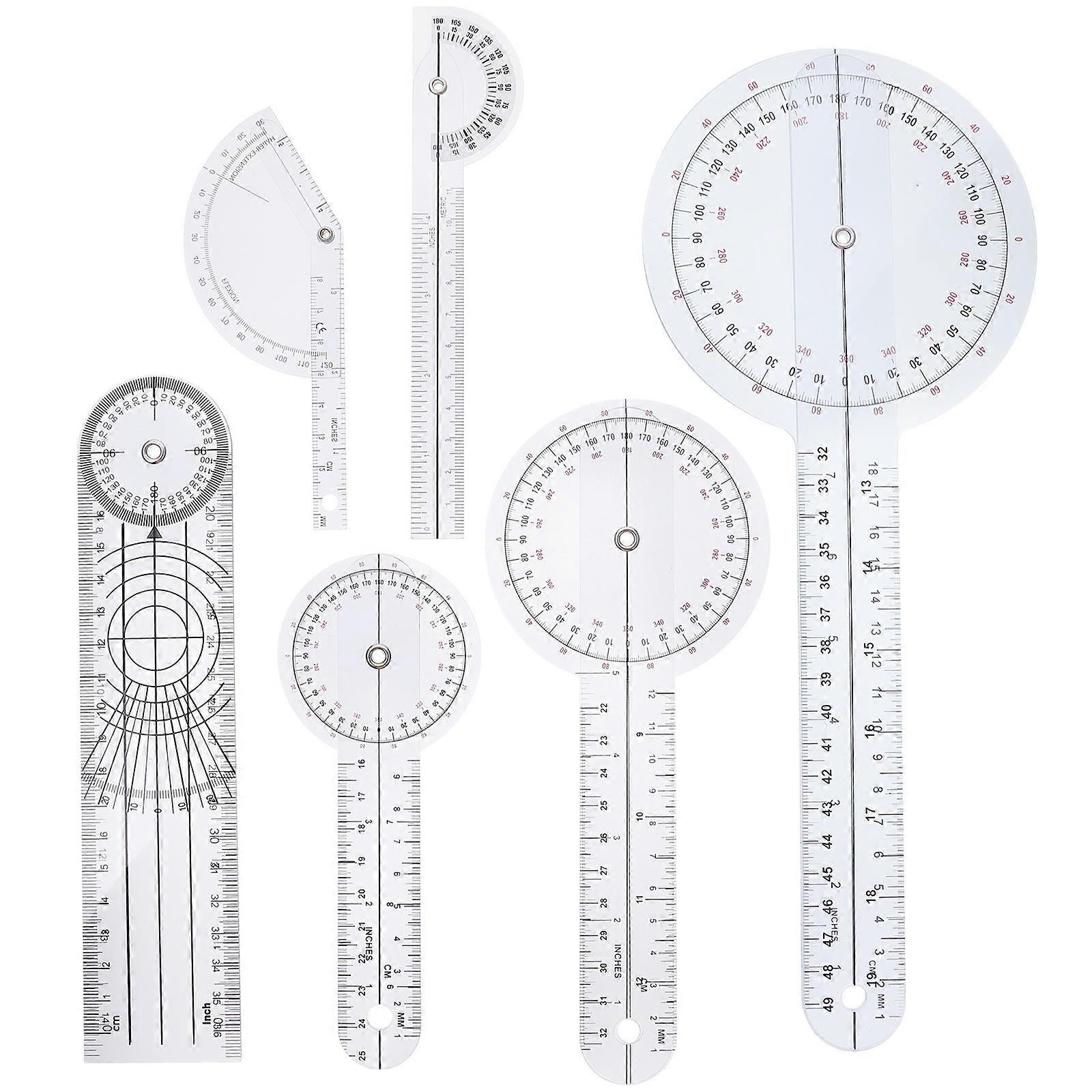 6pcs Angle Ruler Goniometer Medical Ruler Plastic Plastic Goniometer Protractor
