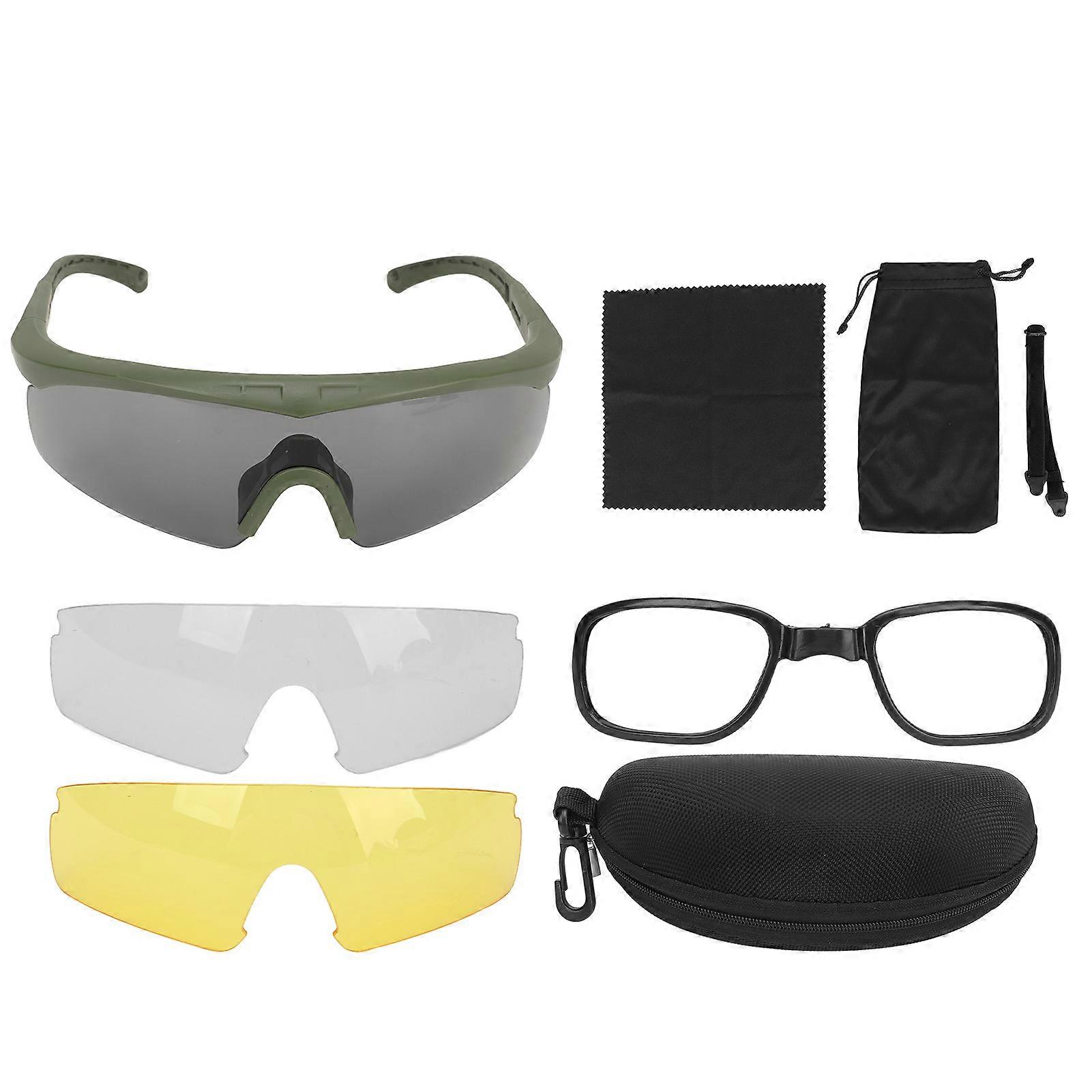 Shooting Glasses UV Protective Outdoor Military Goggles Windproof Motorcycle Goggles Cycling Goggles Eye Protection for Men Women Army Green