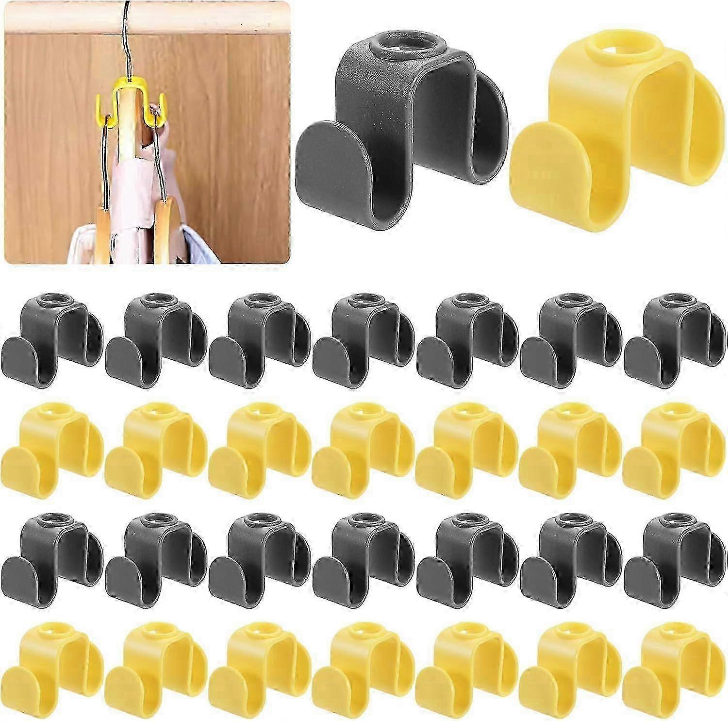 2025 Space-Saving Double-Sided Jacket Hangers with 30 Pack of Connection Hooks for Wardrobe and Storage Bags