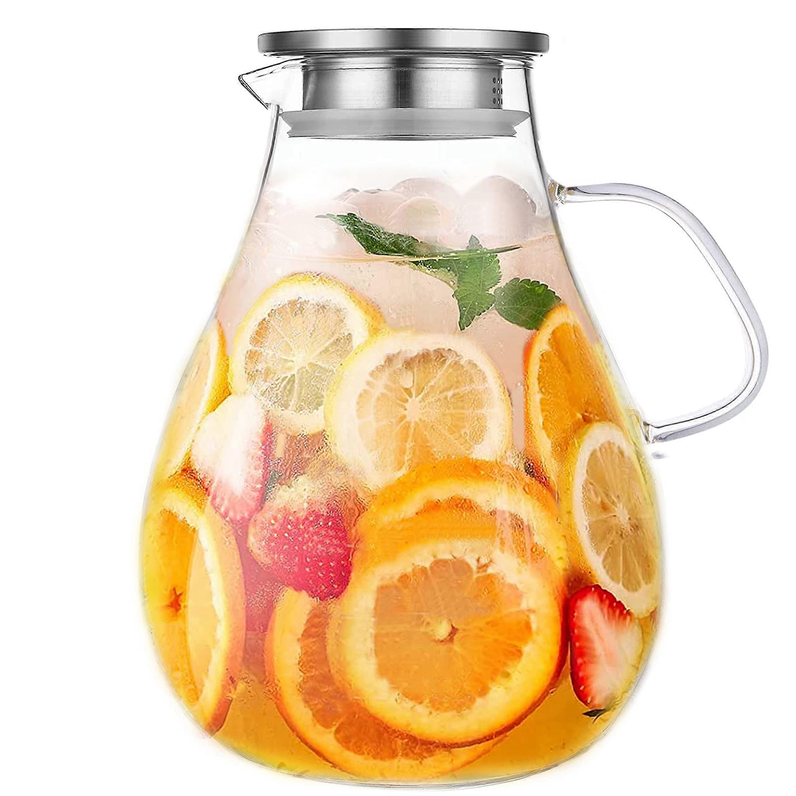 Glass Jug with Lid 3000ml Hot/Cold Water Jug, Juice and Iced Tea, Beverage Carafe Capacity: 3000 Ml