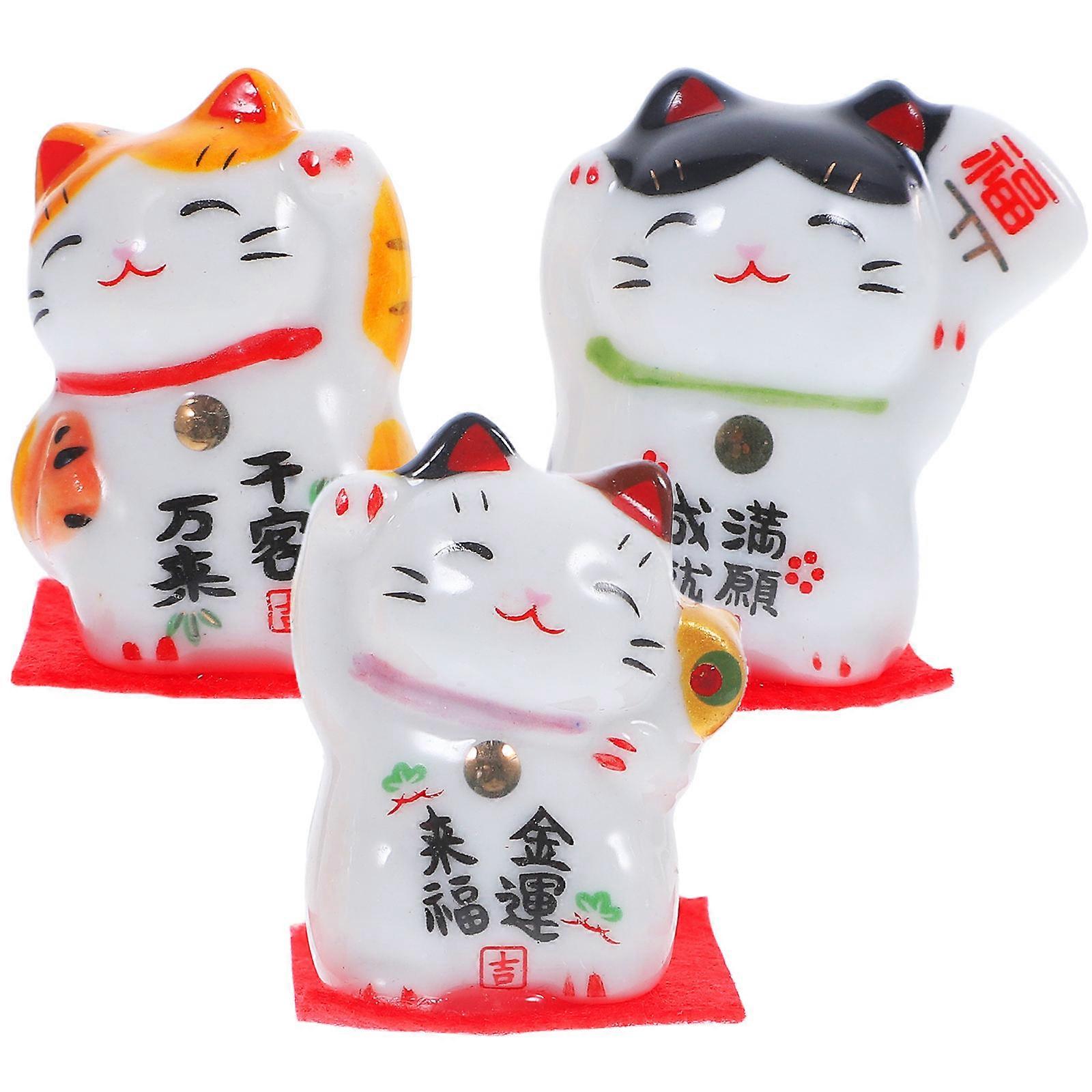 Katt prydnadssaker Kontorsutrymme Keramik Hantverk Prydnadsföremål 3st
