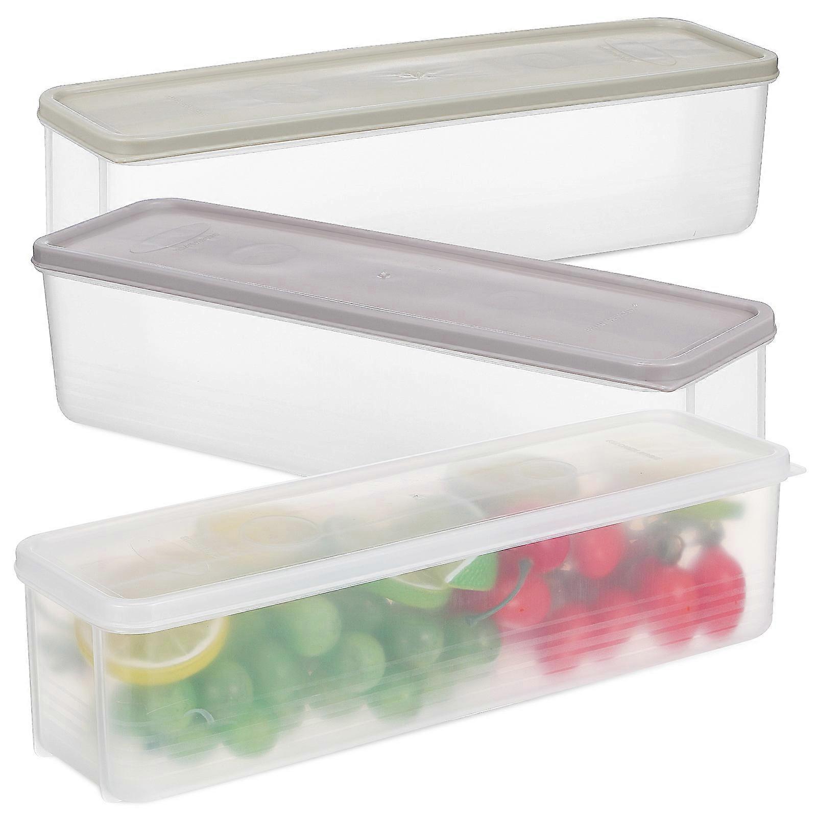 Refrigerator Storage Box Fridge Organizer For School Use Light Green 3Pcs