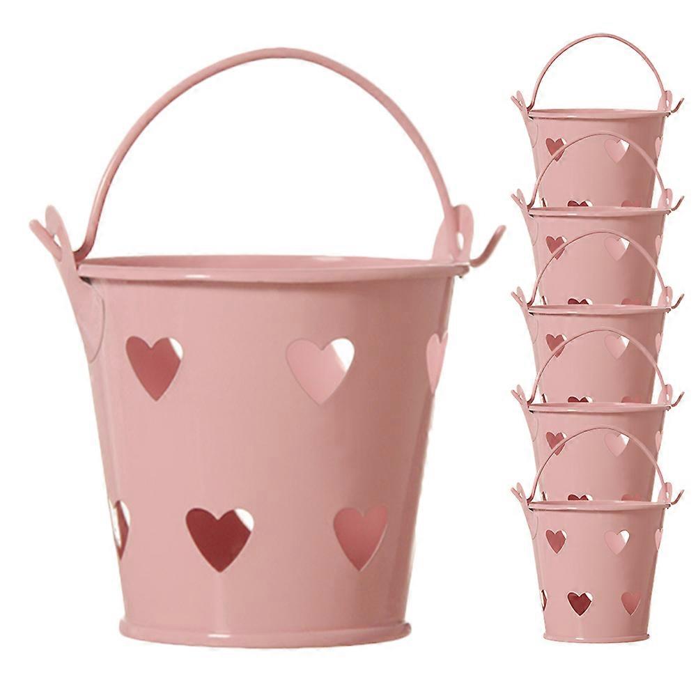 Candy Buckets Small Metal Buckets With Handles Pink 6x5cm Style 6Pack