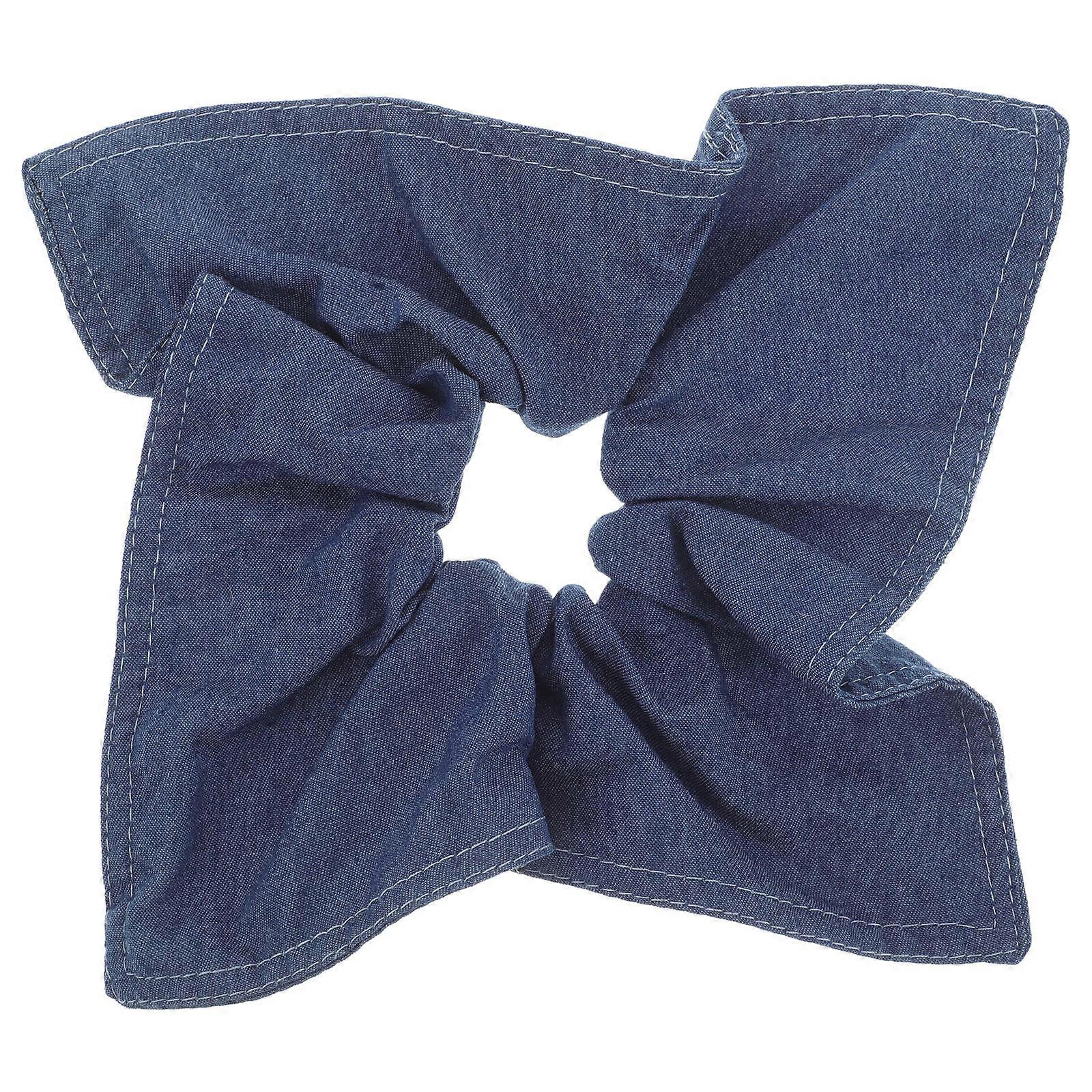 Denim Hairband Square Shape Rustic Charm Style Women Blue Fabric 1Set