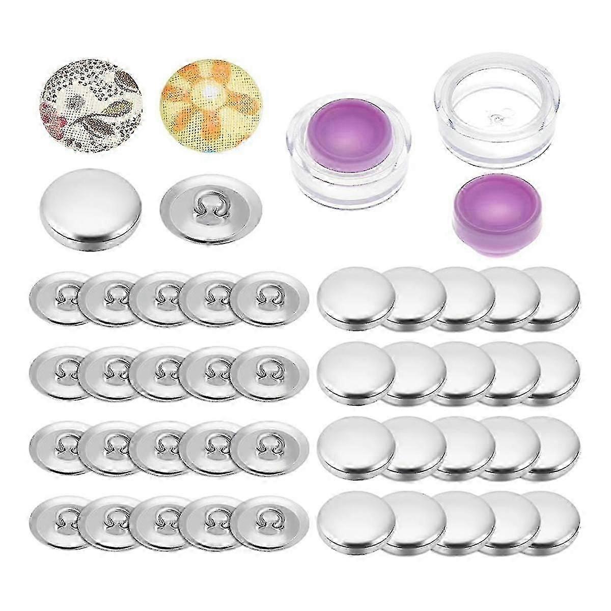 100 Sets Cover Button Kit with Tools,Fabric Button Making Kit,Fabric Cloth Covered Flat Back Button