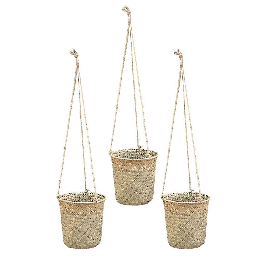 織物収納を整理するための吊り下げポータブル吊り下げフラワーバスケット耐摩耗性素材庭使用5.0X5.0X4.7in 3個