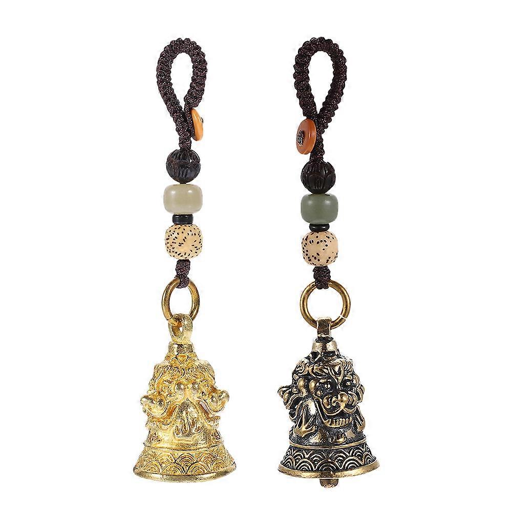 Hanging Bell Pendant Retro Bell Charm Key Chain Pendant Daily Use Assorted Color 10X2.2cm Decoration 2Pcs