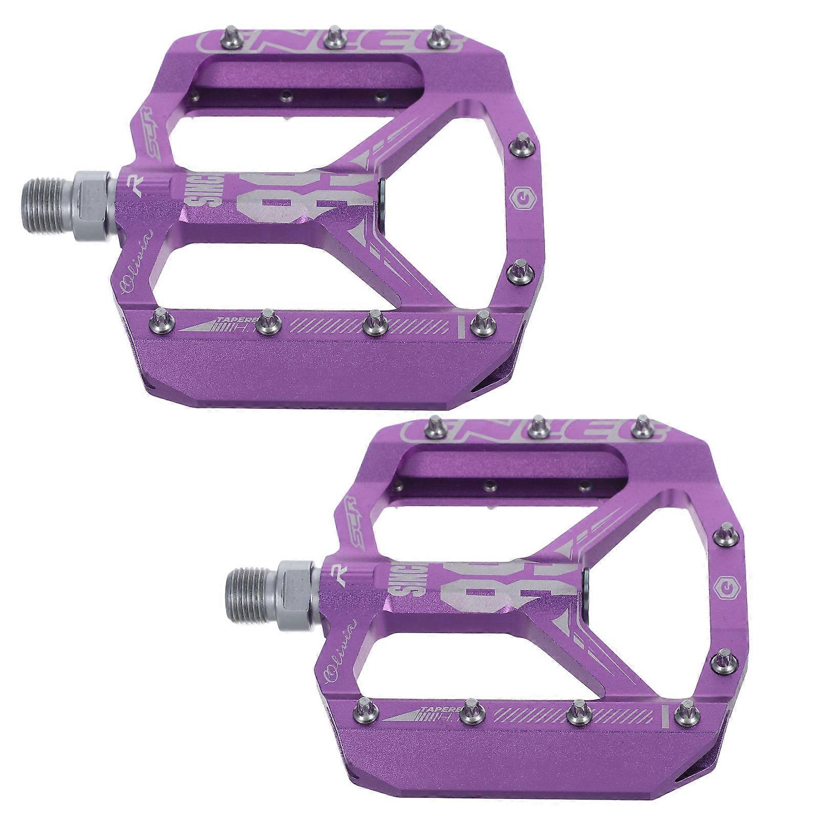 Pedals For Mountain Bike Purple Flat Platform Design 12.40x10.00x0.70CM Sliding Friction Reduction 1 Pair