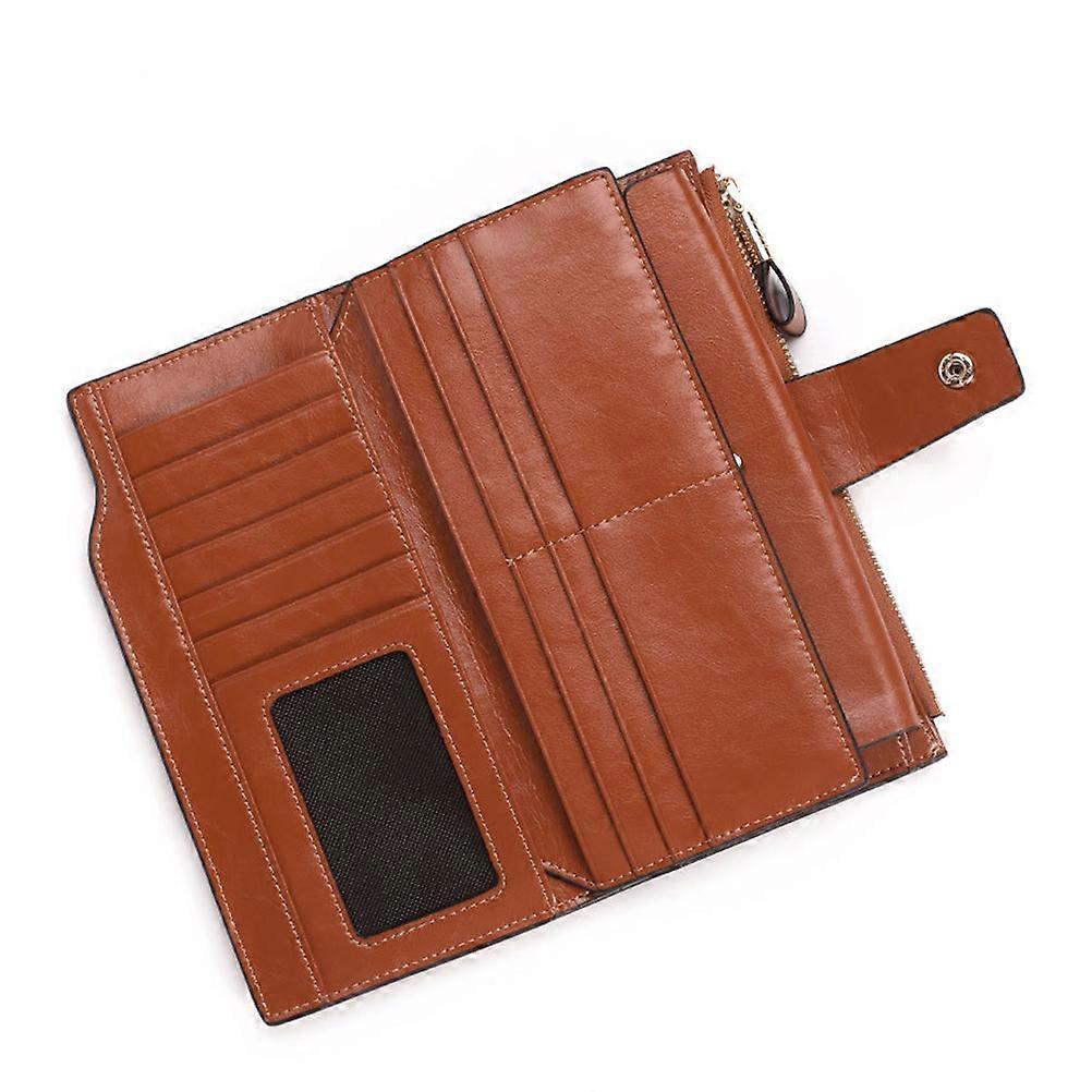 Change Purse Women Clutch Handbag Wallet Pouch Daily Use Brown Leather Snap Closure 1Set