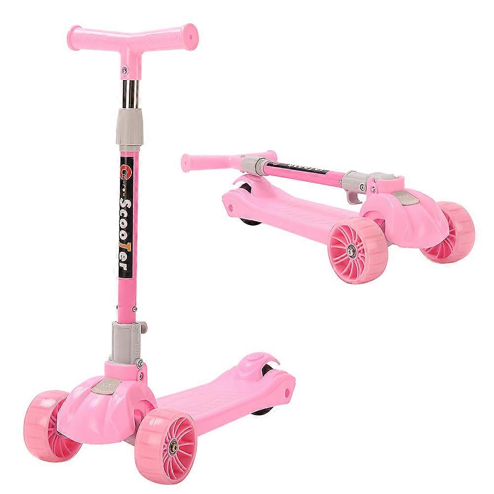 3-Wheel Kids Scooter for 2-10 Years Old, Foldable Scooter with Flashing LED Lights and Adjustable Handlebar, Height Adjustable