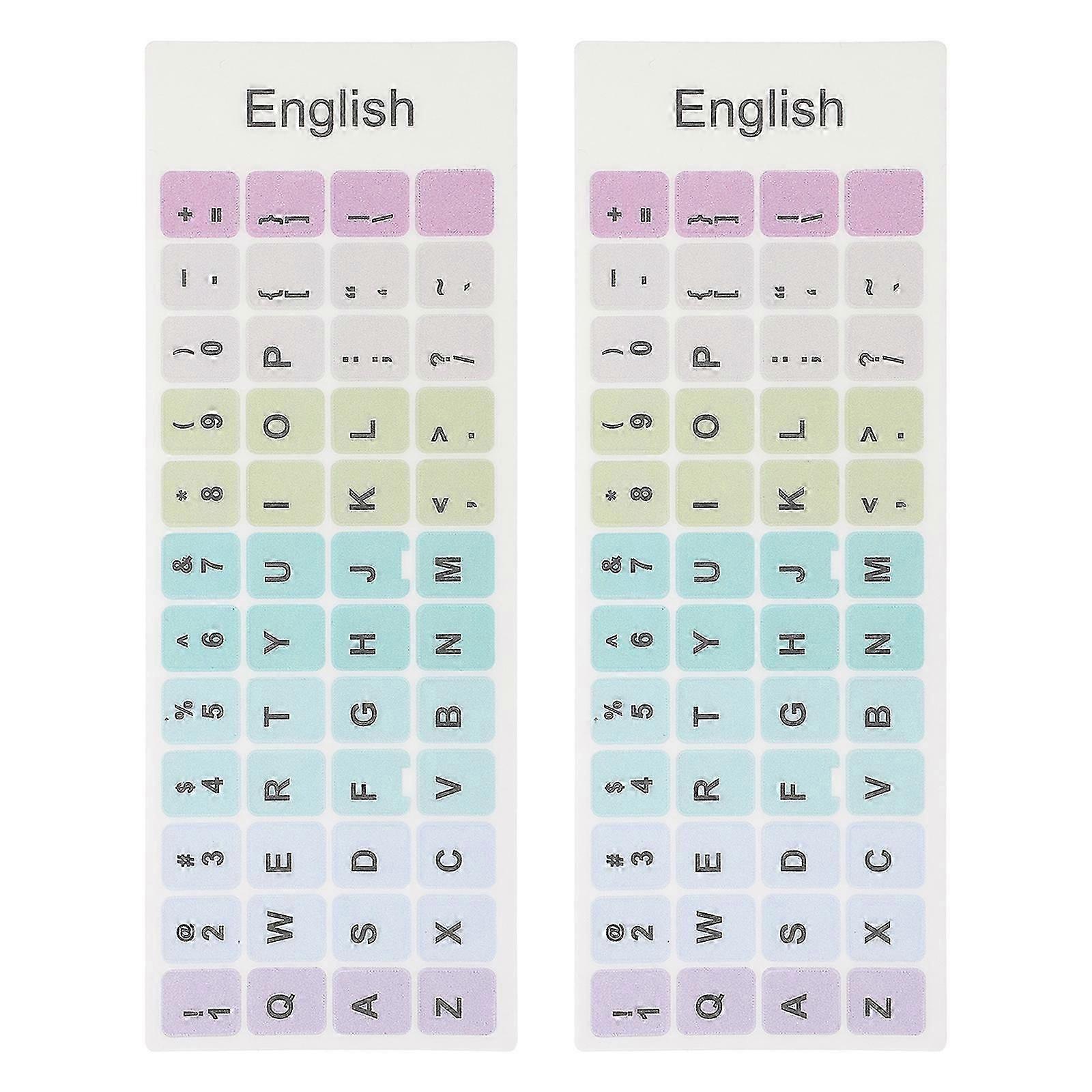 2 Sheets Keyboard Decorative Sticker Universal English Keyboard Sticker Decal