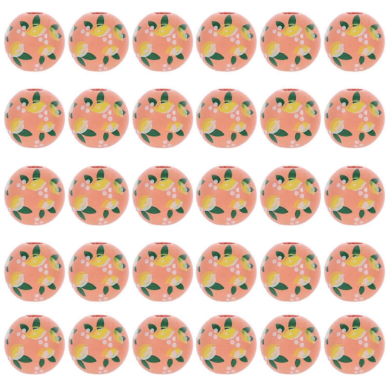 Wood Spacer Bead Wooden Beads Assorted Color 1.6X1.6cm Diy Making Accessory Friends 30Pcs