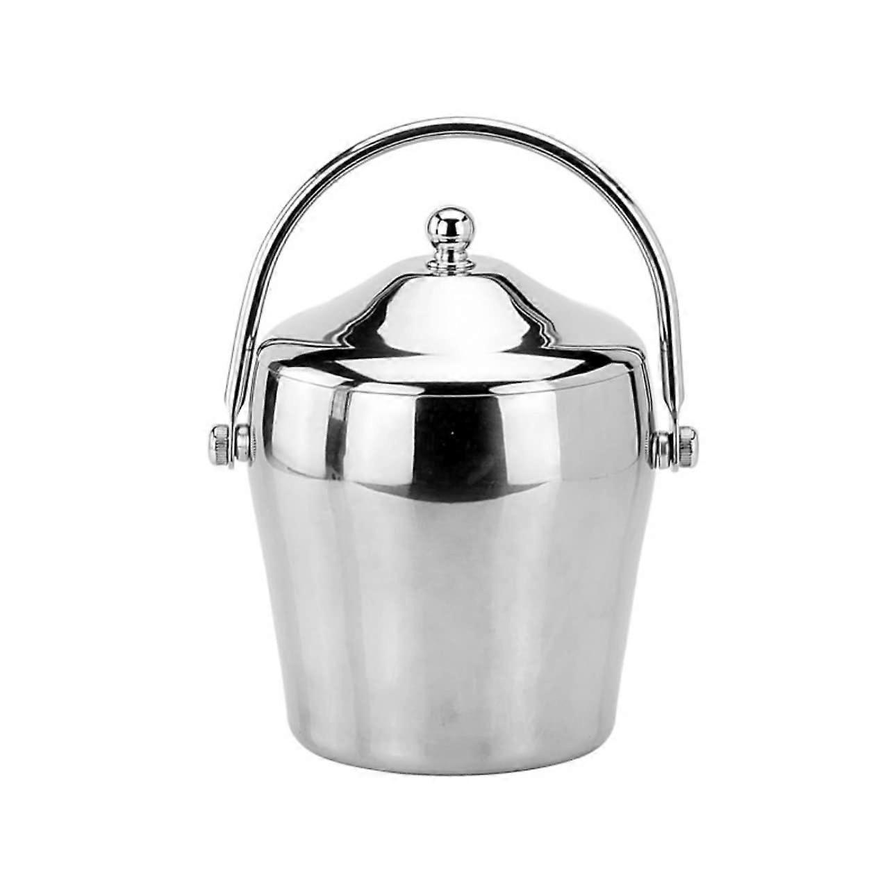DoubleLayer Stainless Steel Ice Bucket, Thick and, with Lid, for Keeping Champagne Cold and Storing Ice Cubes (1.2L)